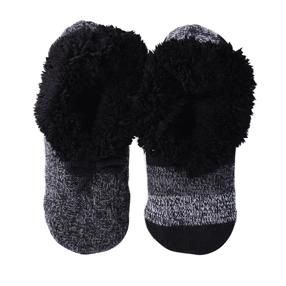 2-Pack Joyspun Black Stripe Knit Slipper Socks - Women's size 4-10